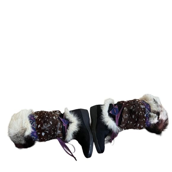 TECNICA Goat Fur Winter Boots Italy Leather Wedge Women 37/5 - Picture 6 of 11